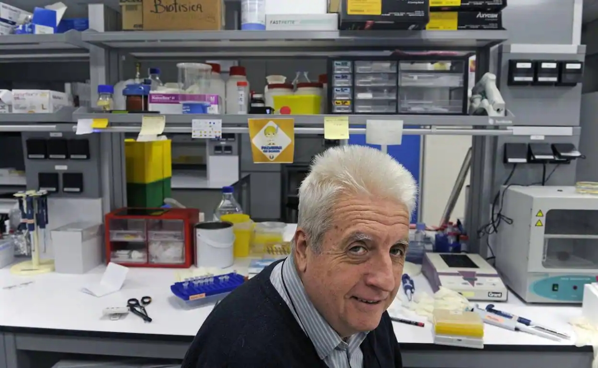 Félix Goñi, en un laboratorio de la Universidad del País Vasco. Foto: Fernando Gómez.