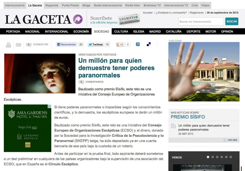 Información de 'La Gaceta' de Intereconomía plagiada de 'Magonia'.