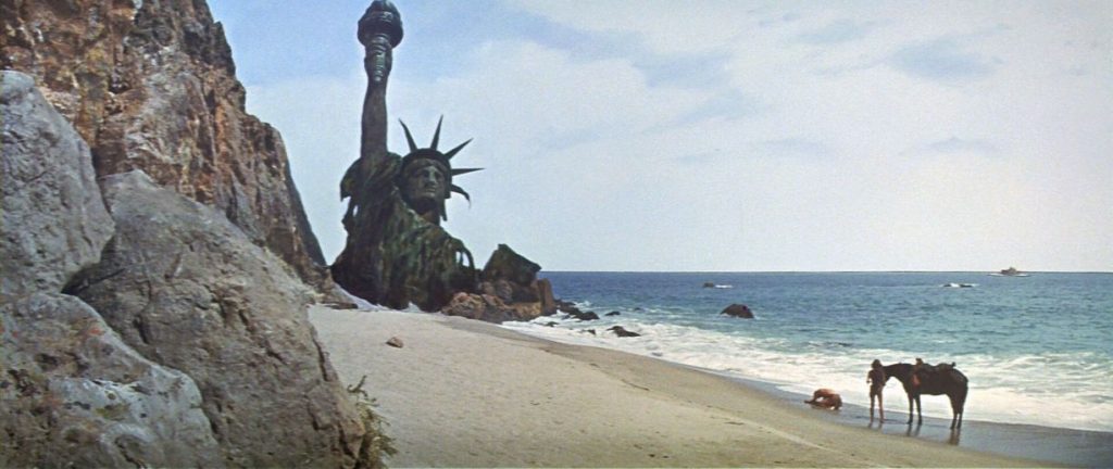 Escena final de 'El planeta de los simios' (1968).