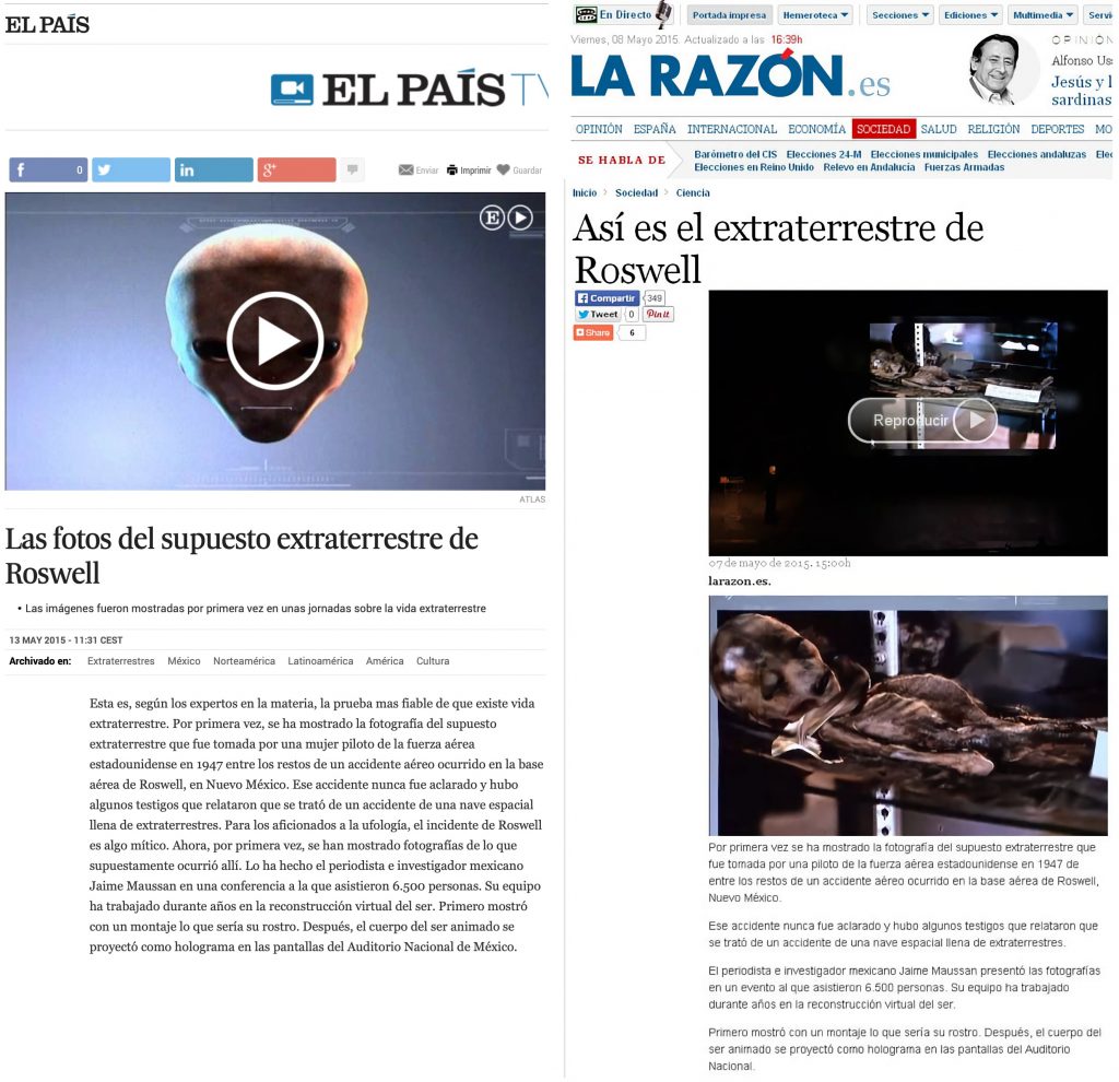 El extraterrestre de Maussan, en 'El País' y 'La Razón'