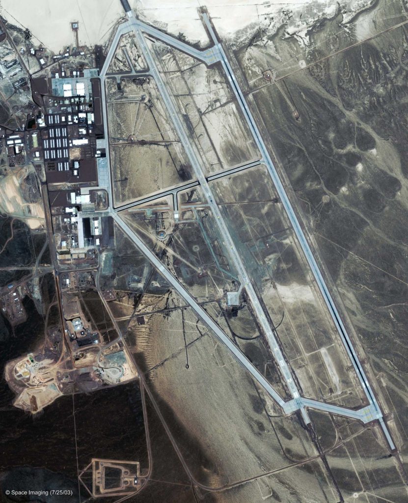 Imagen de satélite del Área 51, en Nevada, tomada en 2003. Foto: Space Imaging.
