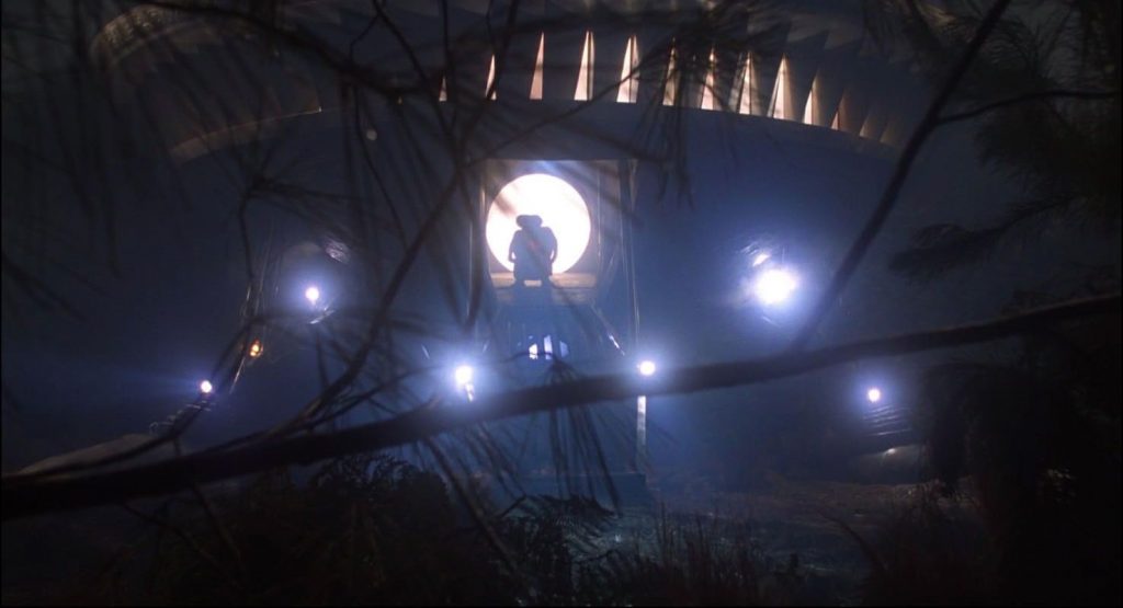 La nave de ET, en el bosque, en la película de Steven Spielberg.