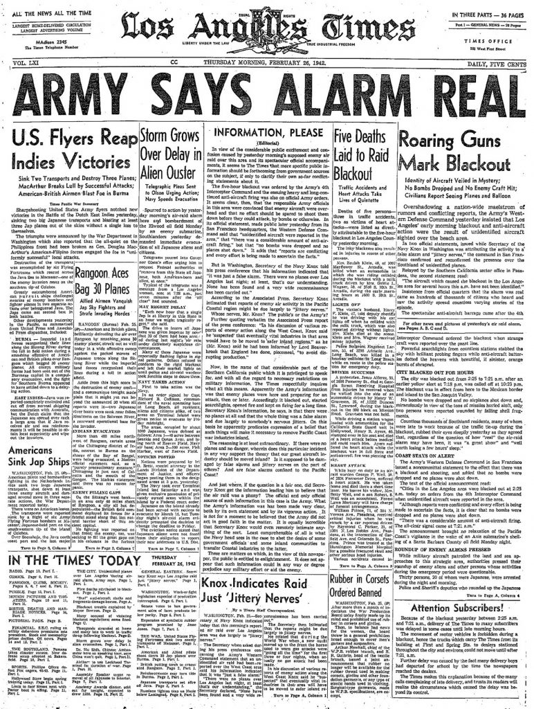 "El Ejército dice que la alarma fue real", tituló a toda plana 'Los Angeles Times'.