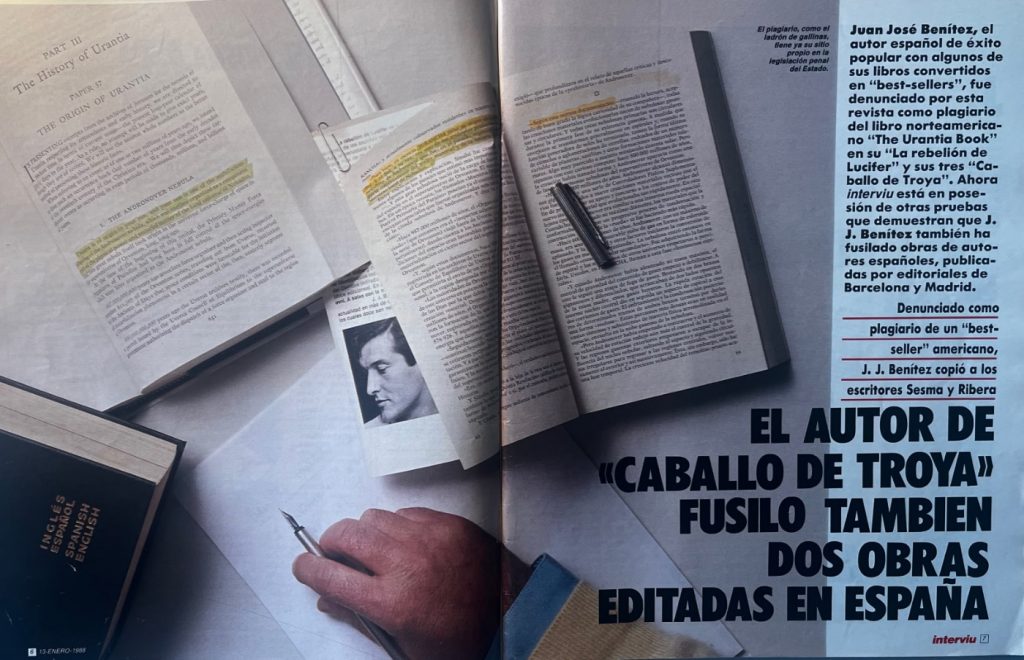 El segundo de los tres reportajes de 'Interviú' sobre el plagio de 'Caballo de Troya', la novela de Juan José Benítez.