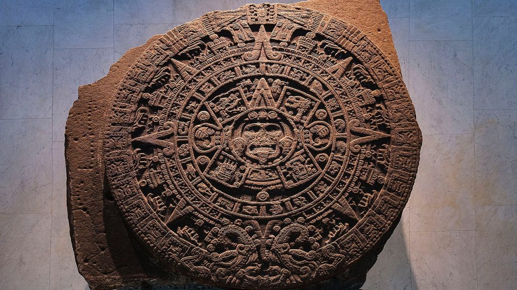 Piedra del Sol o calendario azteca, en el Museo Nacional de Antropología de México. Foto: Sasha Isachenko.
