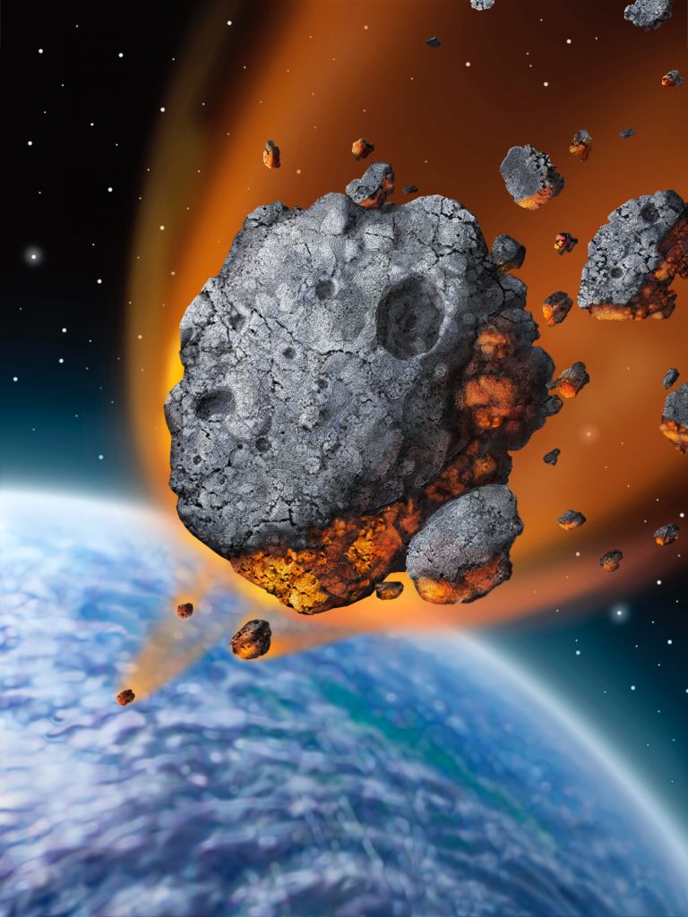 Un asteroide, a punto de caer en la Tierra. Ilustración: State Farm.