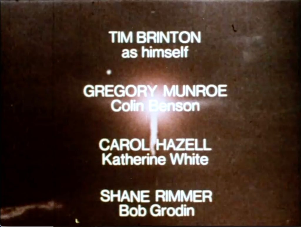 Créditos finales de 'Alternativa 3', con Shane Rimmer como Bob Grodin, entre otros.