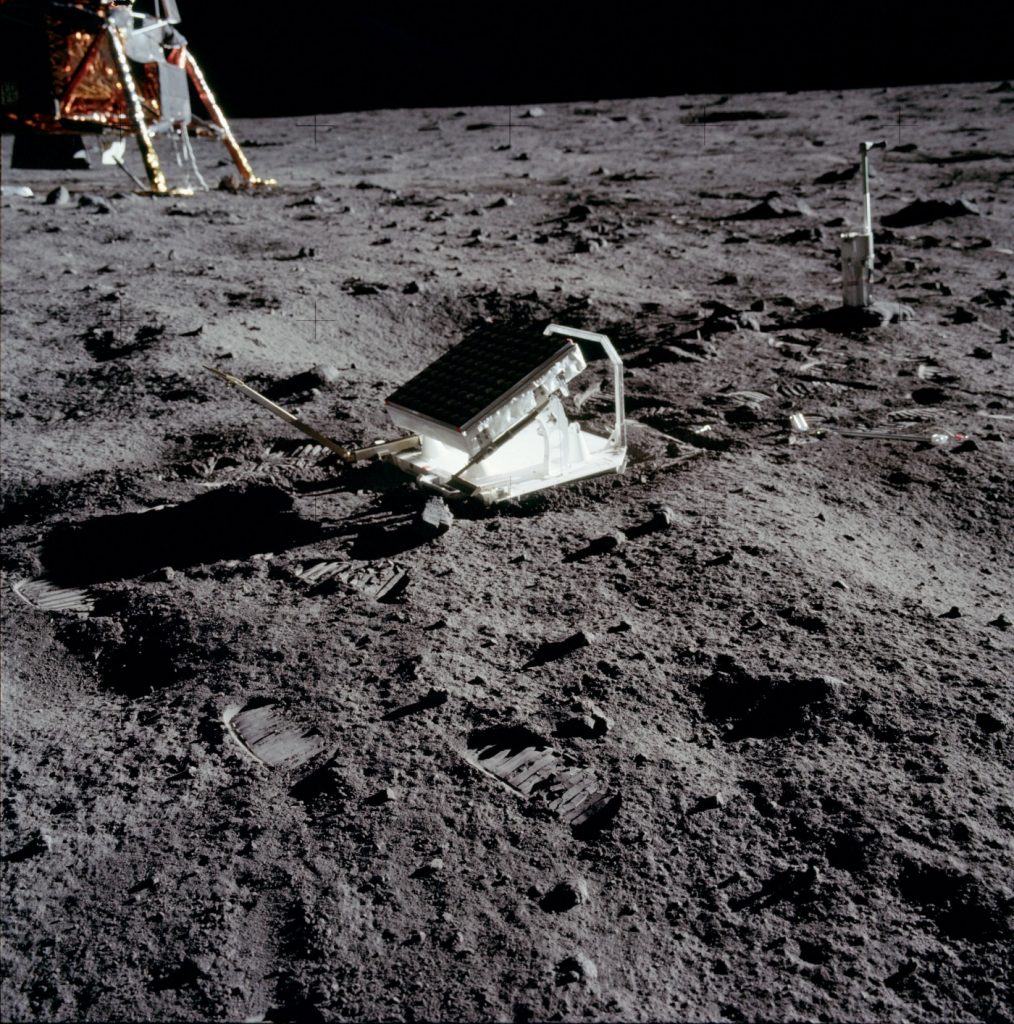 El reflector dejado en la Luna por los astronautas del 'Apollo 11'. Foto: NASA