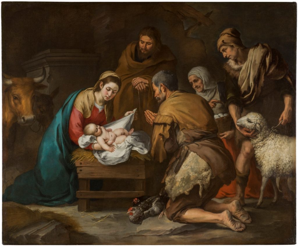 'Adoración de los pastores' (c. 1650), de Bartolomé Esteban Murillo. Imagen: Museo Nacional del Prado.