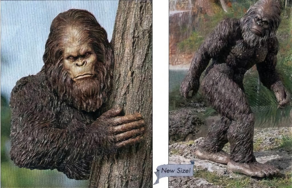 Esculturas en resina del Bigfoot para el jardín, a la venta por correo en Estados Unidos.