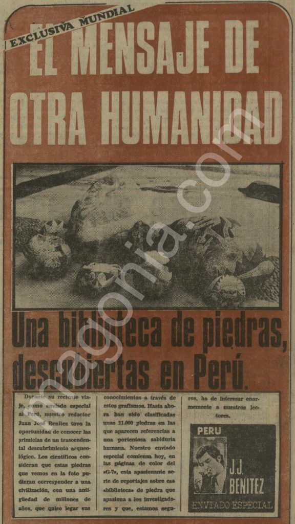 Así presentó 'La Gaceta del Norte' en 1974 el primer reportaje de la serie dedicada a las piedras de Ica firmada por Juan José Benítez.