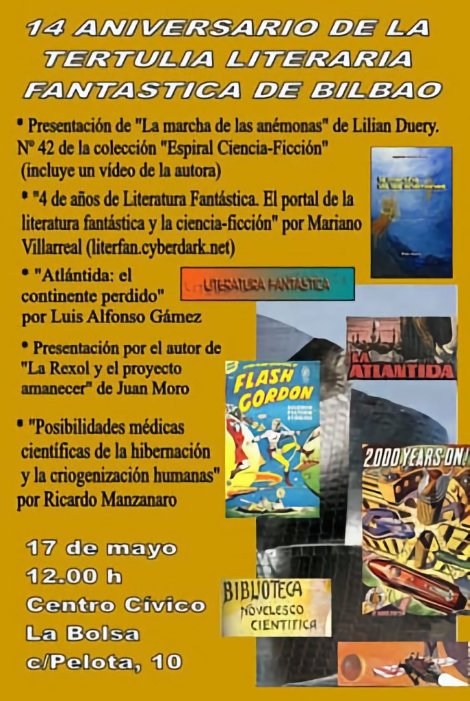 Cartel de los actos del decimocuarto aniversario de la Tertulia de Ciencia-Ficción de Bilbao (TerBi).