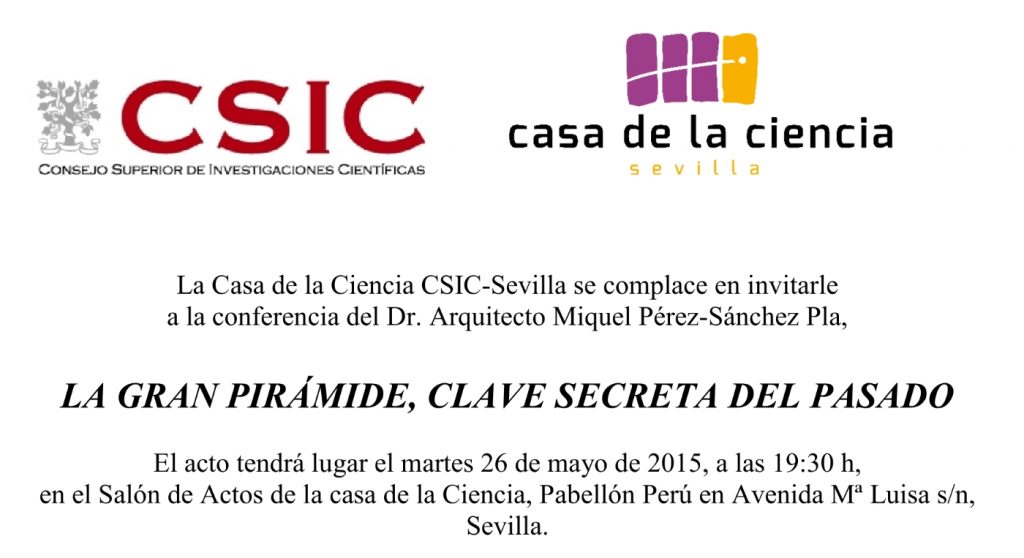 Invitación del CSIC a la conferencia de Miquel Pérez-Sánchez.