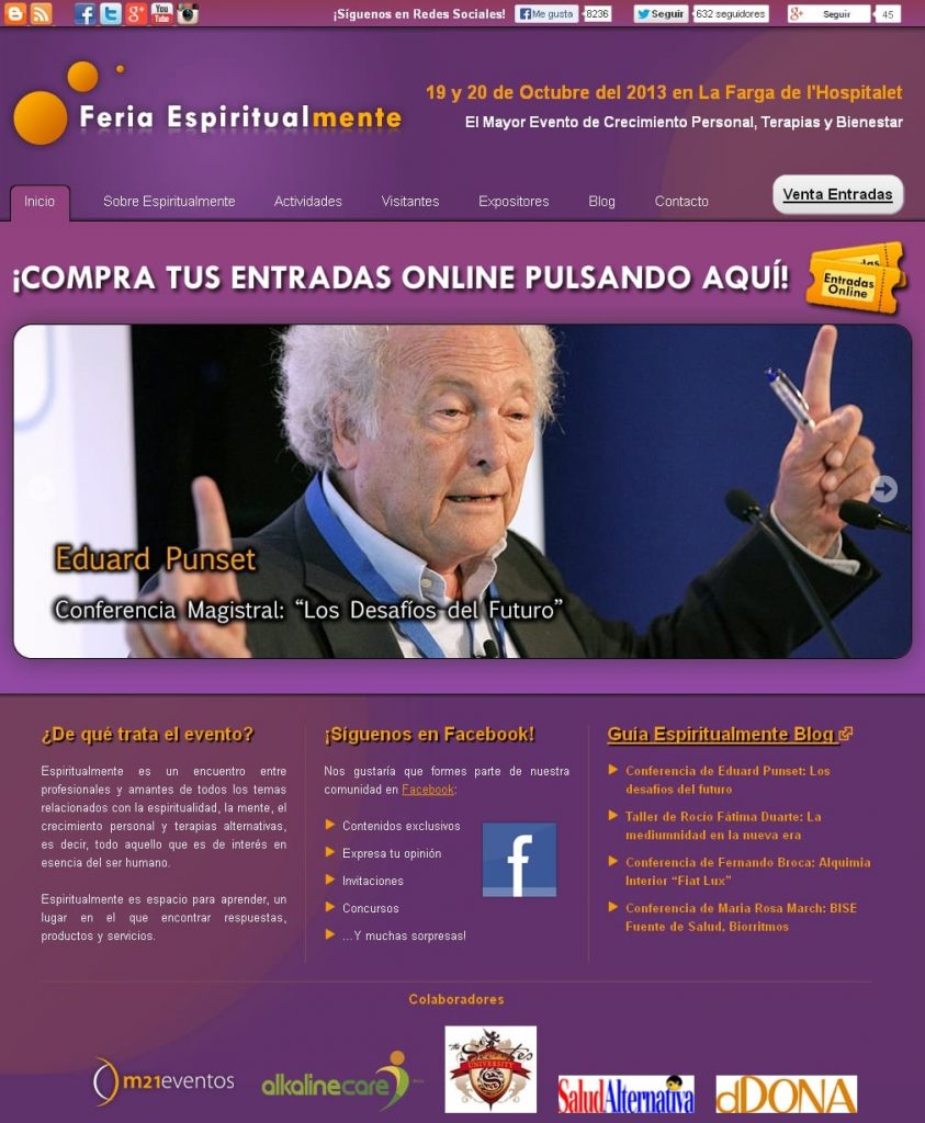 Anuncio de la conferencia de Eduard Punset en el Feria Espiritualmente.