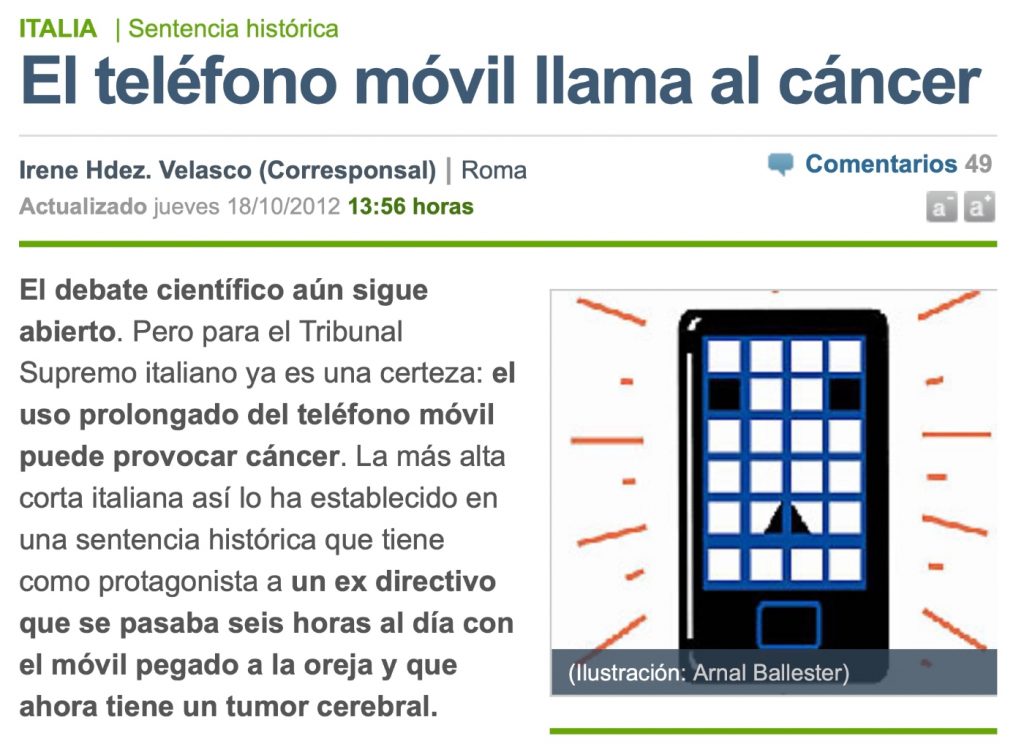 La información del mundo que conecta los móviles con el cáncer tras una sentencia judicial.