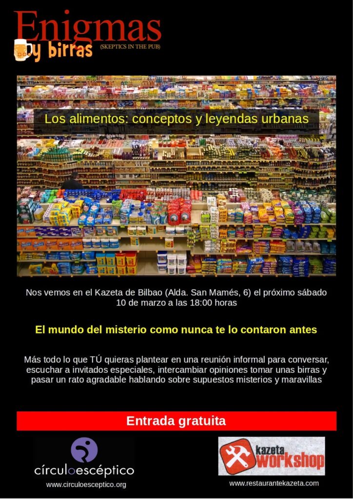 Cartel del décimo ‘Enigmas y birras’, dedicado a las leyendas urbanas sobre los alimentos.