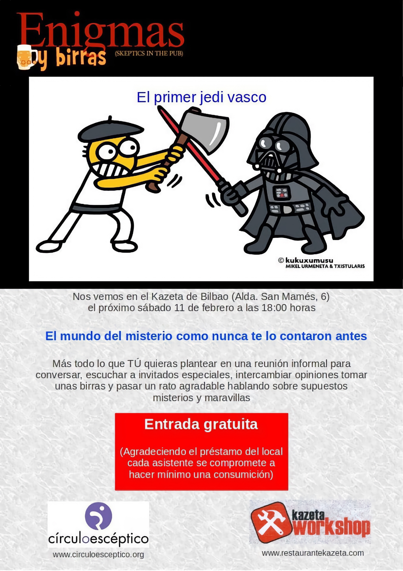 El primer jedi vasco, en el noveno ‘Enigmas y birras’ de Bilbao