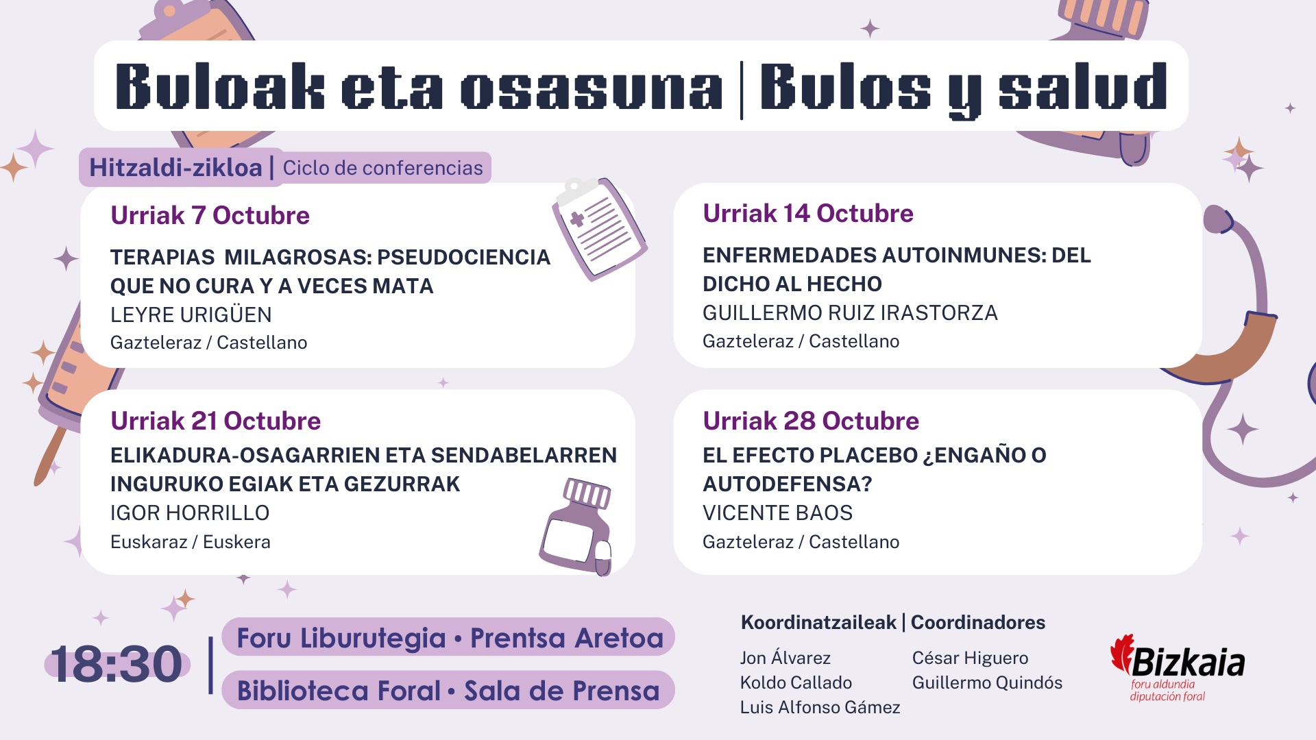 «Bulos y salud», en la Biblioteca Foral de Bizkaia  en octubre